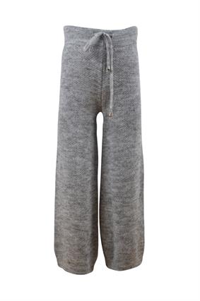 Kız Çocuk Triko Bol Paça,Beli Lastikli Pantolon 6-9 Yaş  GRİ