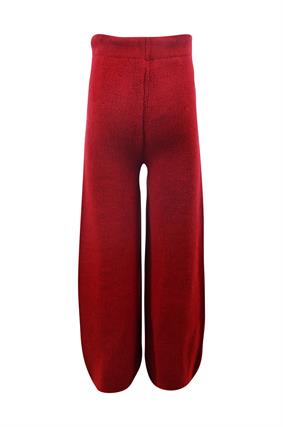 Kız Çocuk Triko Bol Paça,Beli Lastikli Pantolon 6-9 Yaş  KIRMIZI