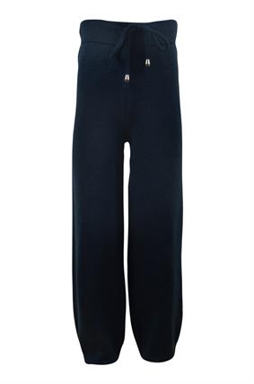 Kız Çocuk Triko Bol Paça,Beli Lastikli Pantolon 6-9 Yaş  LACİVERT