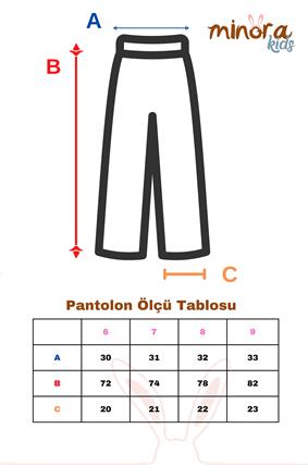 Kız Çocuk Triko Bol Paça,Beli Lastikli Pantolon 6-9 Yaş Pudra