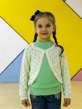 Kız Çocuk Triko Kare Ajur Bolero Kemik
