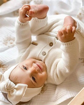 Unisex Kışlık Triko Örgü Yumuşak Dokulu Bebek Links Tulum