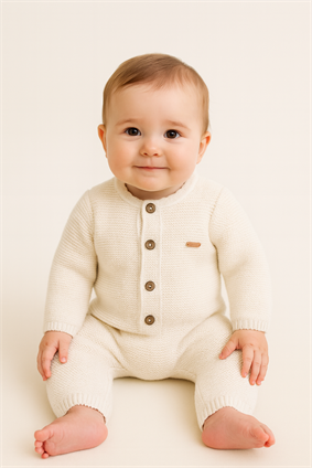 Unisex Kışlık Triko Örgü Yumuşak Dokulu Bebek Links Tulum