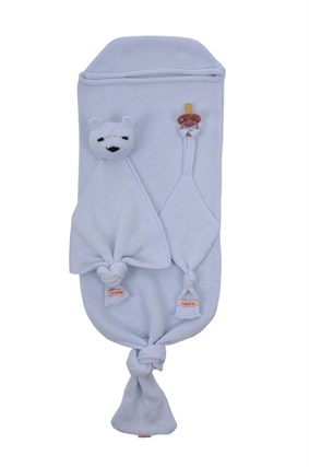 Triko 3lü Koza Kundak ( Uyku tulumu) Set BEBE MAVİ