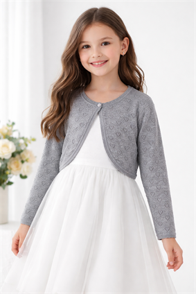 Triko Kalp Ajur Bolero GRİ