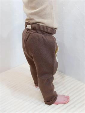 Triko Kışlık Bebek Cep Detaylı Beli Lastikli  Pantalon Kahverengi