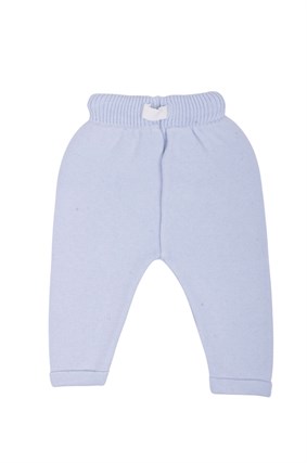 Triko Kışlık Bebek Cep Detaylı Beli Lastikli  Pantalon Bebe Mavi