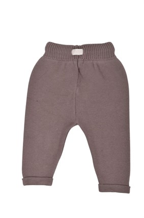 Triko Kışlık Bebek Cep Detaylı Beli Lastikli  Pantalon Kahverengi