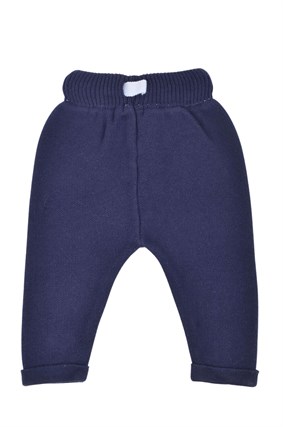 Triko Kışlık Bebek Cep Detaylı Beli Lastikli  Pantalon Lacivert