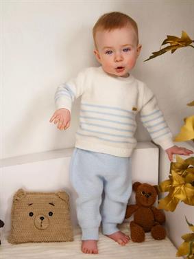 Triko Kışlık  Bebek  Çizgili Takım Bebe Mavi