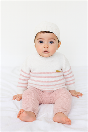 Triko Kışlık  Bebek  Çizgili Takım Pembe