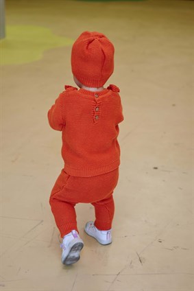 Triko Kız Bebek Yakası Fırfırlı 3lü Takım Oranj