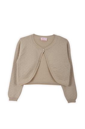 Triko Kız Çocuk Simli Bolero Bej