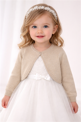 Triko Kız Çocuk Simli Bolero Bej