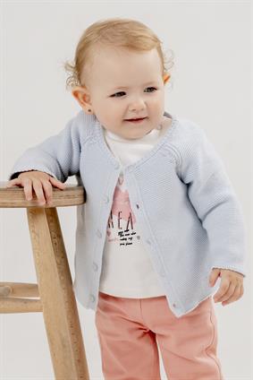 Triko Links Örgü Hırka Bebe Mavi %100 Pamuk