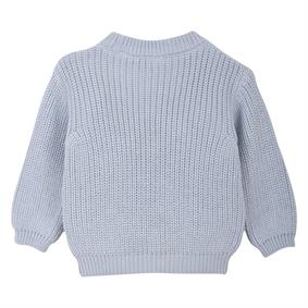 Triko Oversize Selanik Örgü Nakışlı Bebek Kazak Bebe Mavi