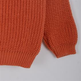 Triko Oversize Selanik Örgü Nakışlı Bebek Kazak  ORANJ