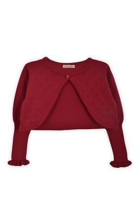 Triko Ponponlu Bolero 3-6 Yaş Kırmızı