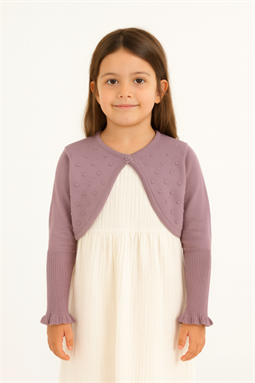 Triko Ponponlu Bolero 3-6 Yaş LİLA