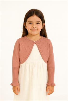 Triko Ponponlu Bolero 3-6 Yaş Somon