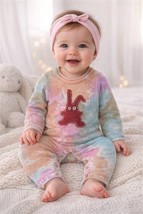 Triko Renkli Tavşan Tulum