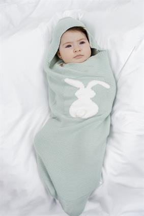 Triko Tavşan Desen 2li Koza Kundak ( Uyku tulumu) Set MİNT