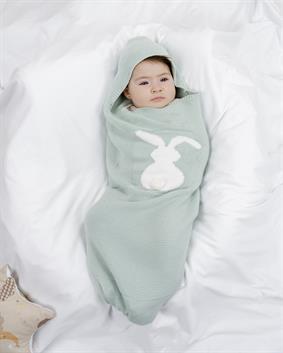 Triko Tavşan Desen 2li Koza Kundak ( Uyku tulumu) Set MİNT