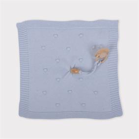 Triko Tavşan Kulak Selanik 2li Koza Kundak ( Uyku tulumu) Set BEBE MAVİ