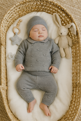 Unisex Bebek Gömlek Yaka Ponponlu 3Lü Takım GRİ