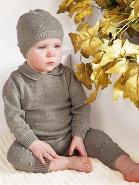 Unisex Bebek Gömlek Yaka Ponponlu 3Lü Takım GRİ