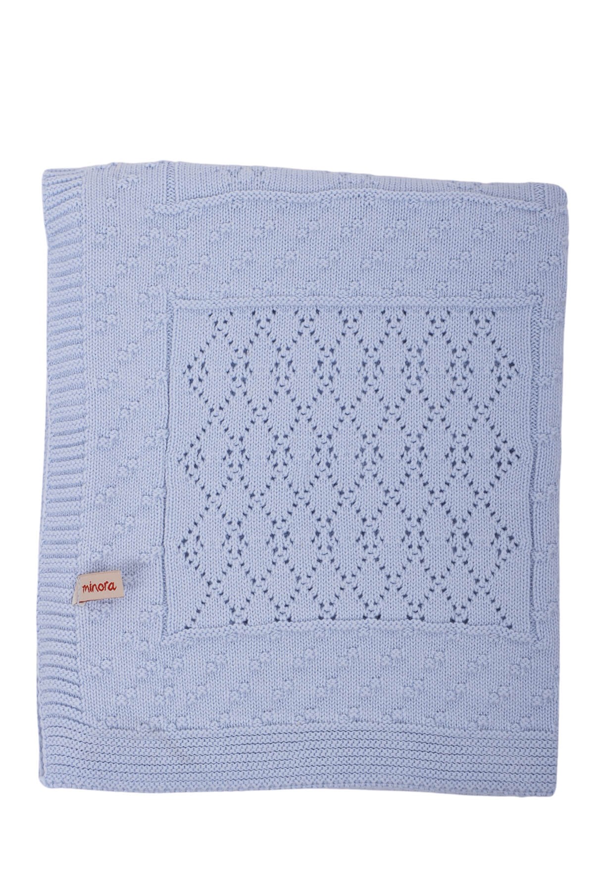 Bebe Mavi  80x110cm Triko Bebek Battaniyesi %50 Pamuk,%50 Akrilik