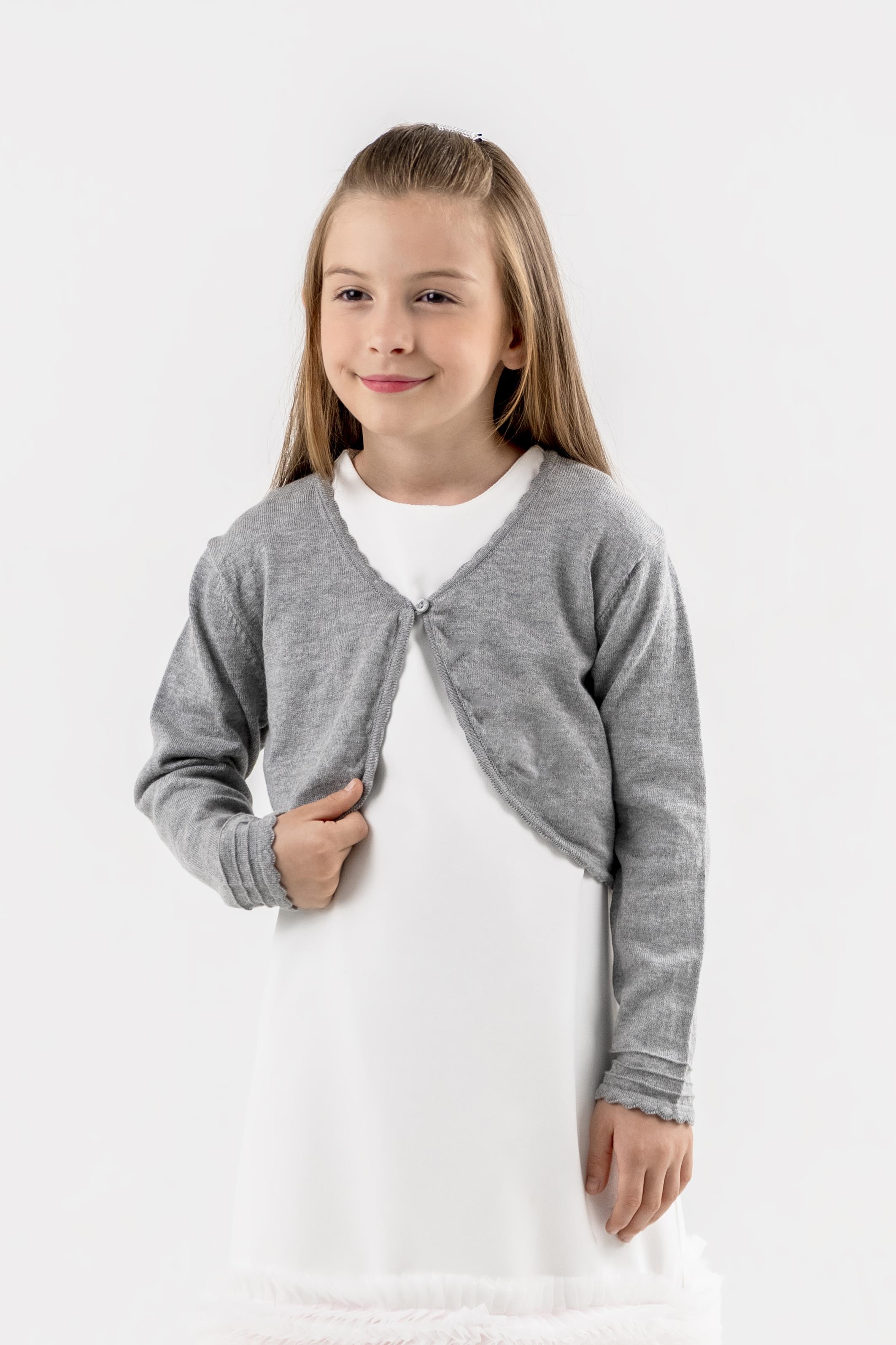 Kız Çocuk Triko Düz Bolero GRİ
