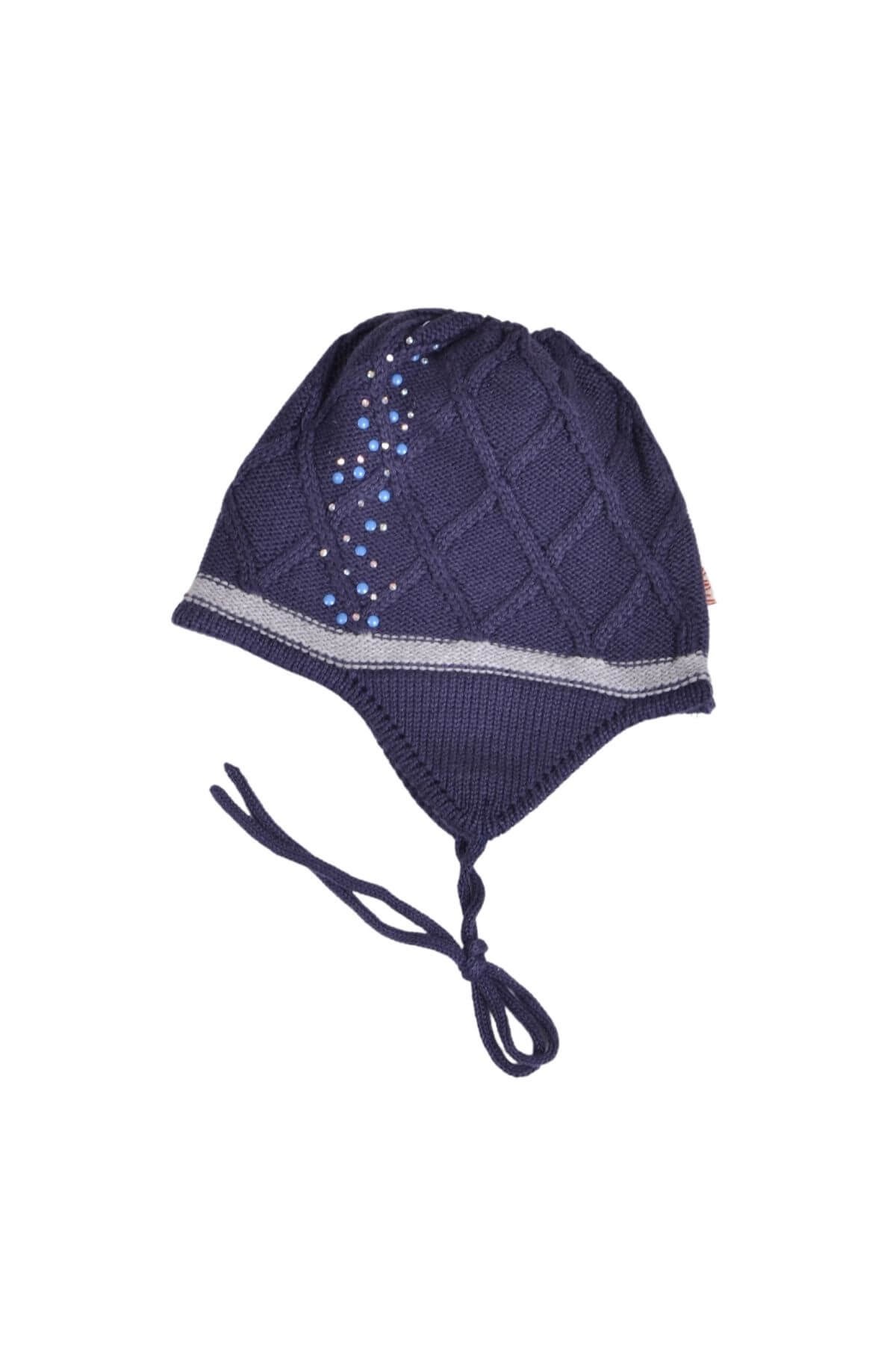 Taş Baskı Triko Bere LACİVERT