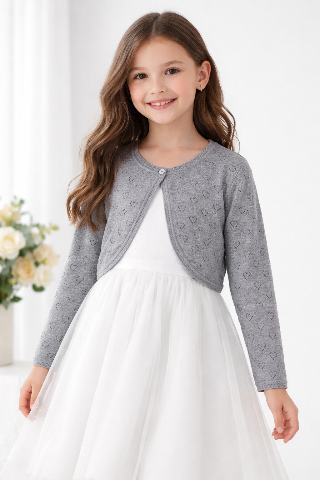 Triko Kalp Ajur Bolero GRİ
