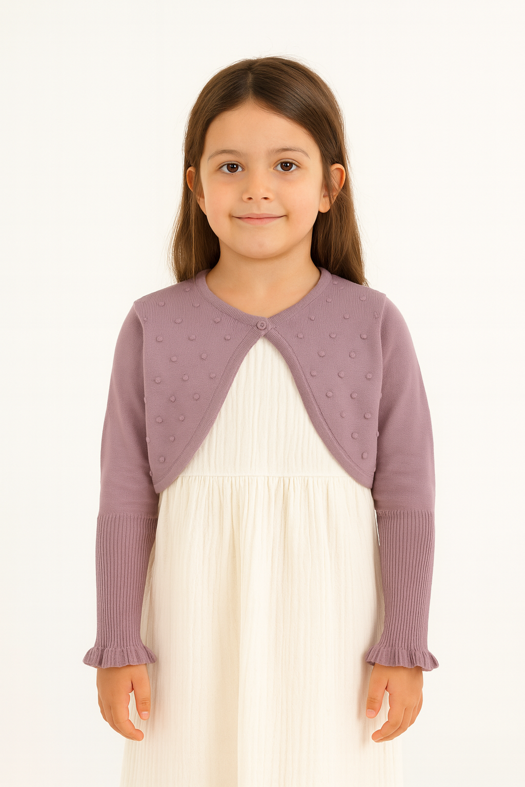 Triko Ponponlu Bolero 3-6 Yaş LİLA