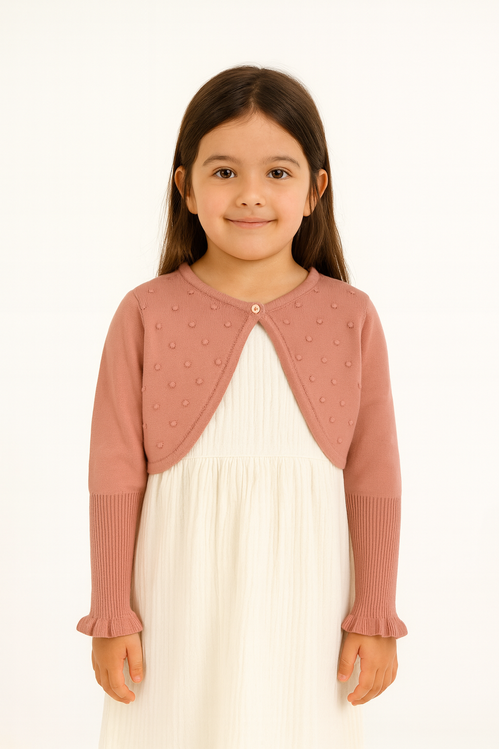 Triko Ponponlu Bolero 3-6 Yaş Somon