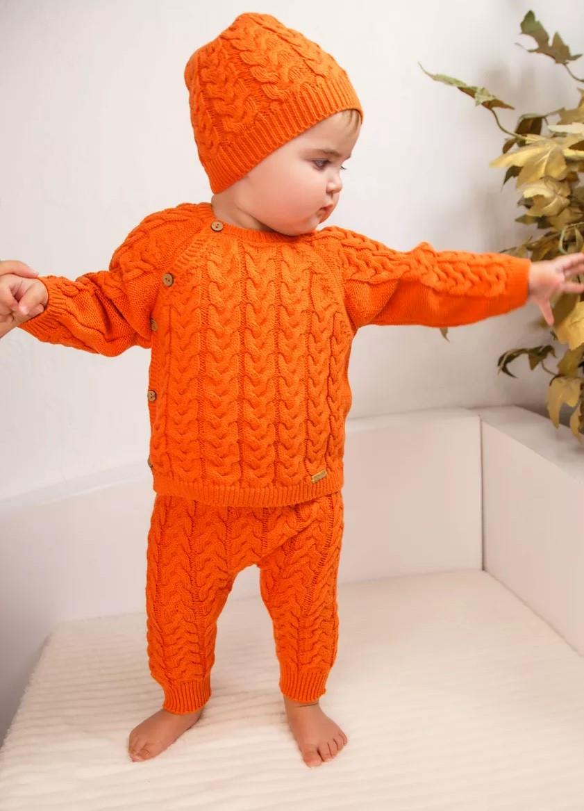 Triko Ünisex  Kruvaze Saç Örgü 3'lü Takım  ORANJ