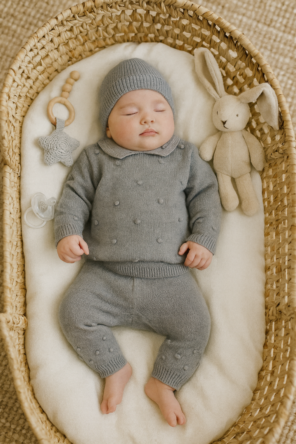 Unisex Bebek Gömlek Yaka Ponponlu 3'Lü Takım GRİ