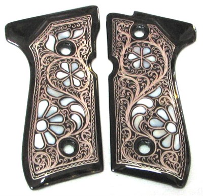 Sedef İşlemeli 16 lı Beretta Tabanca Kabzesi