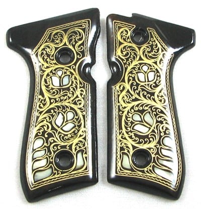 Sedef İşlemeli 16 lı Beretta Tabanca Kabzesi