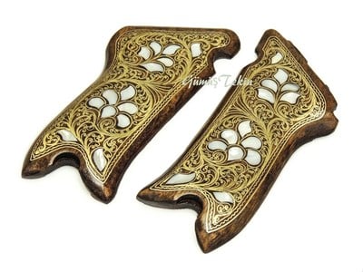 Sedef İşlemeli Makaralı Parebellum Tabanca Kabzesi