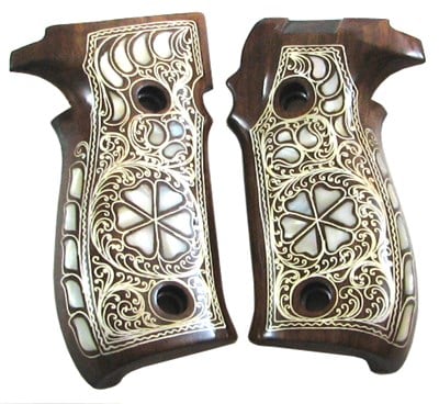 Sedef ve Gümüş işlemeli Sıgsauer-P226 Tabanca Kabzesi