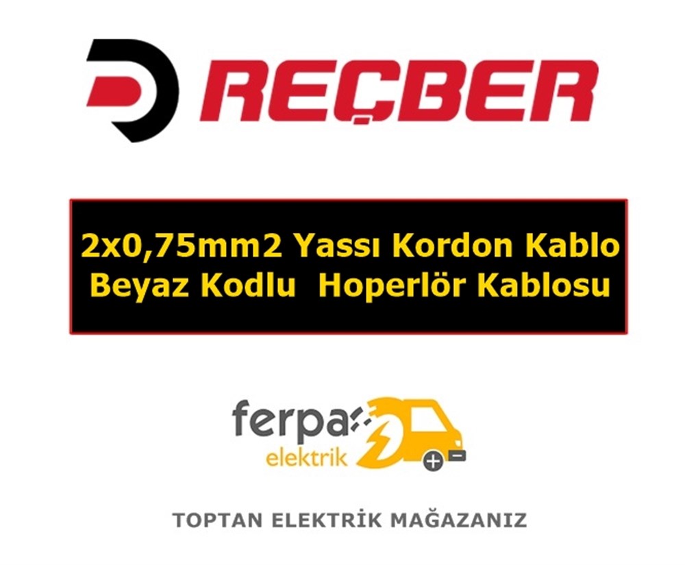 Reçber  2x0,75mm2 Yassı Kordon Kablo Beyaz Kodlu Hoperlör Kablosu
