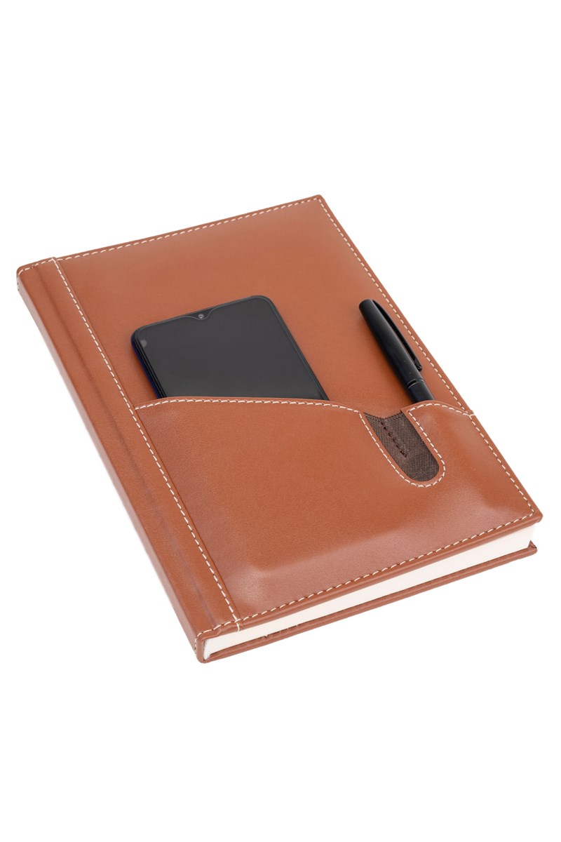 DERİ TELEFON KILIFLI KAPAK DEFTER TARİHSİZ DÜZ 17X24 CM