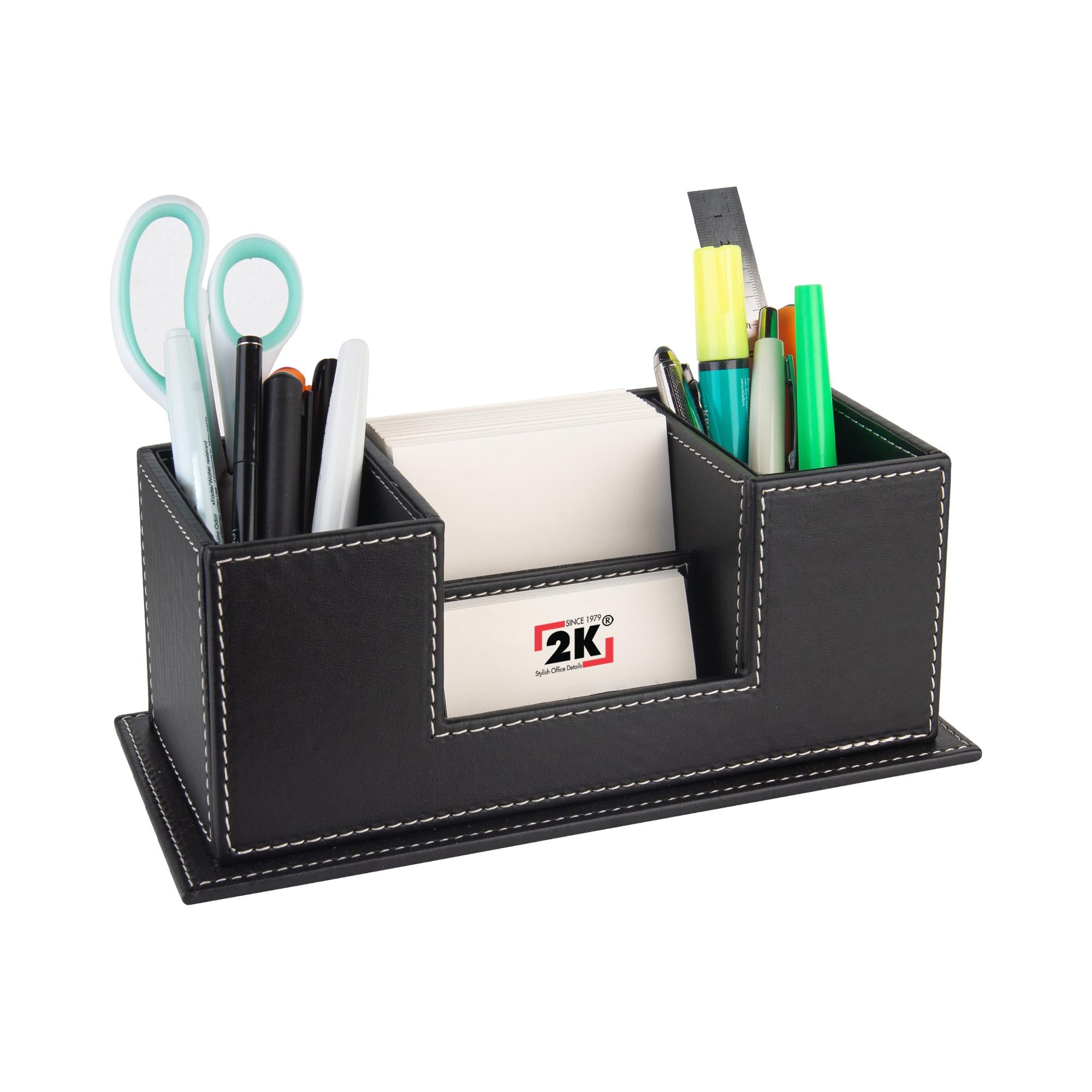 Masaüstü Deri Organizer Kalemlik 4 Gözlü Desktop Organizer Rainbow Vegan 10x12x25 cm.