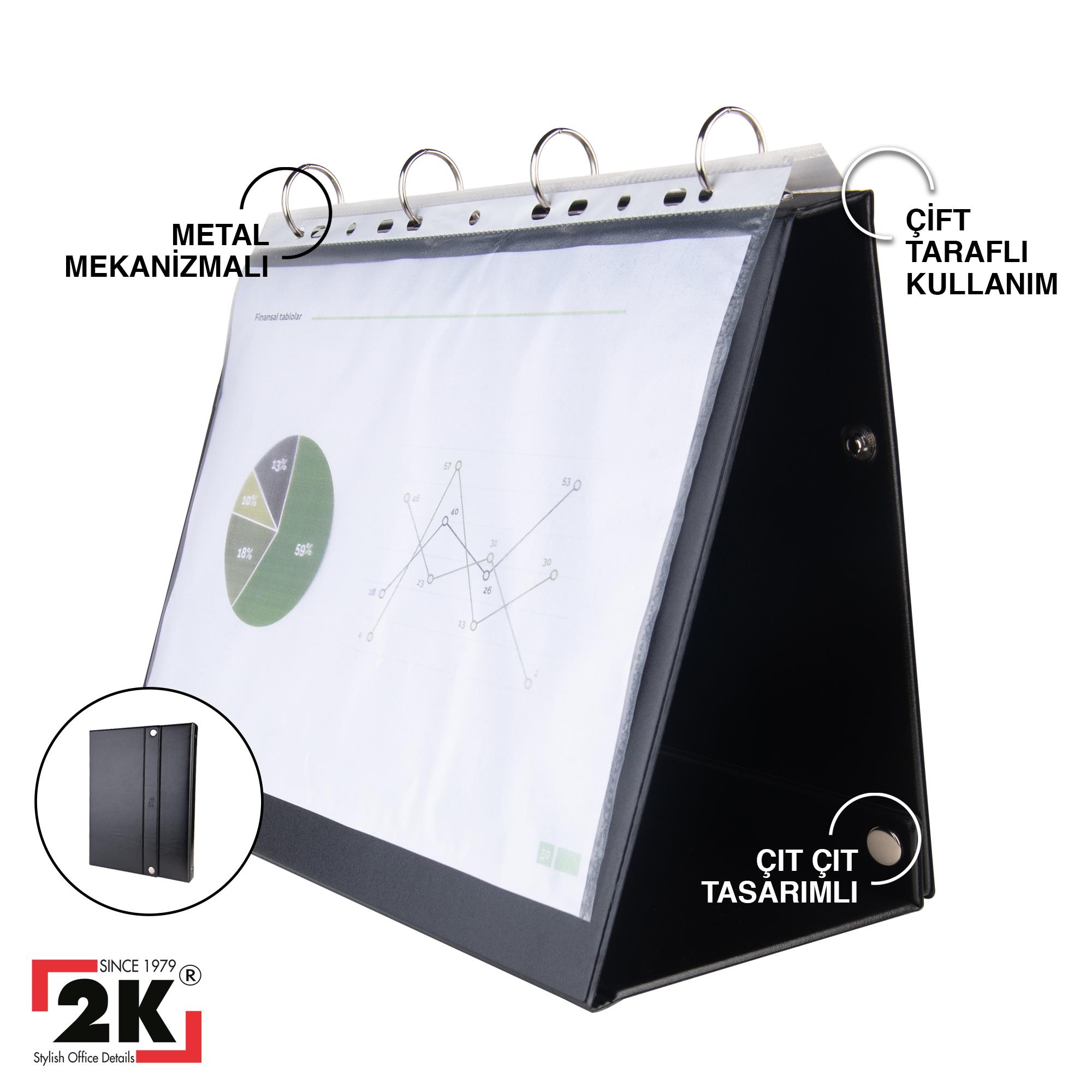Prezantasyon Yatay Evrak Klasörü 4 Halkalı 250 Yaprak Kapasiteli 24x32,3 cm
