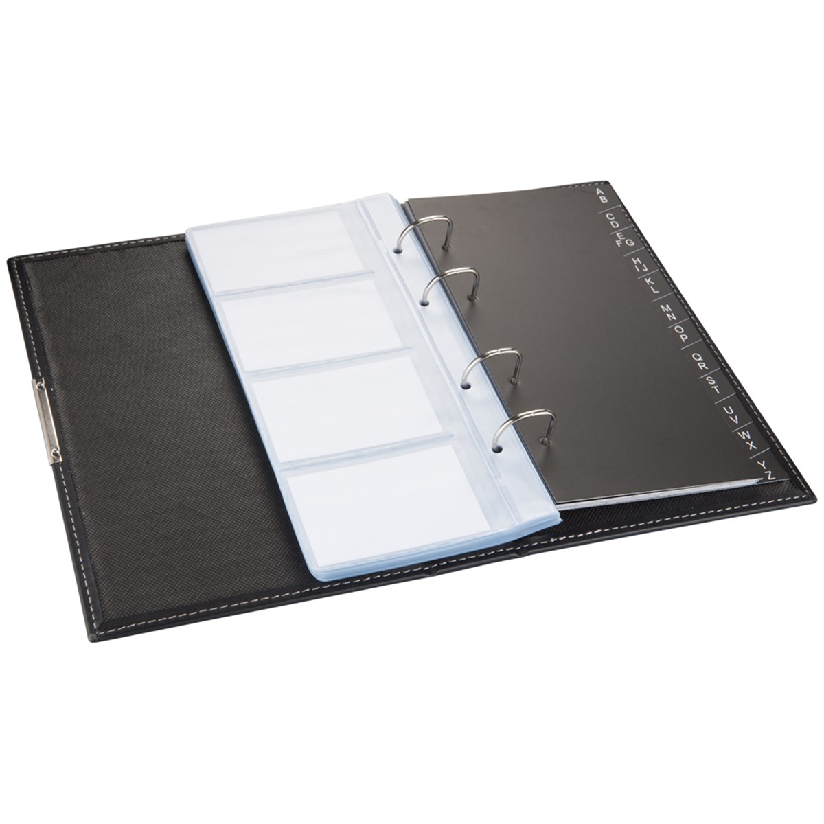 SUNİ DERİ MEKANİZMALI 4 SIRALI 192 KART KAPASİTELİ İNDEKSLİ KARTVİZİTLİK 16X26,5 CM
