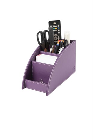 Kalemlik ve Kumandalık Suni Deri Masaüstü Organizer 4 Gözlü 21,5X10X12,5 cm