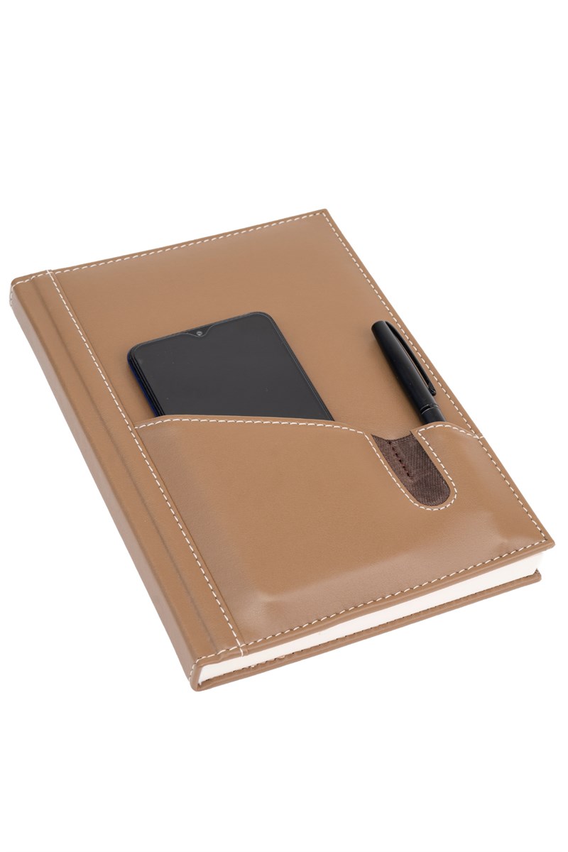 DERİ TELEFON KILIFLI KAPAK DEFTER AJANDA TARİHSİZ ÇİZGİLİ 17X24 CM