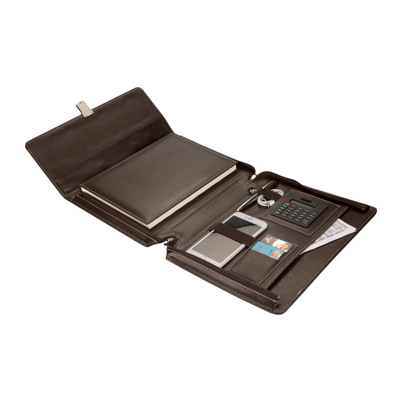 Organizer Ajanda Diplomat Kulplu Fermuarlı Tarihli Çizgili 20x28 Defterli Padfolio Vegan 28x34,5 cm